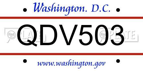 QDV503 District Of Columbia License Plate