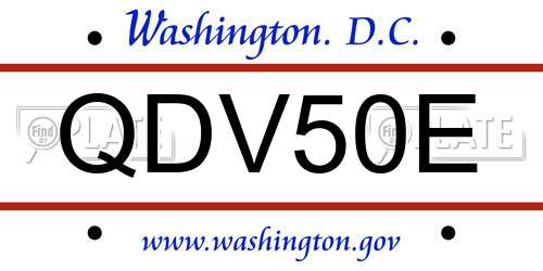 QDV50E District Of Columbia License Plate