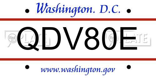 QDV80E District Of Columbia License Plate