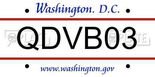 QDVB03 District Of Columbia License Plate