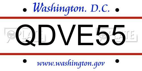 QDVE55 District Of Columbia License Plate