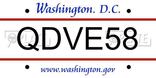 QDVE58 District Of Columbia License Plate