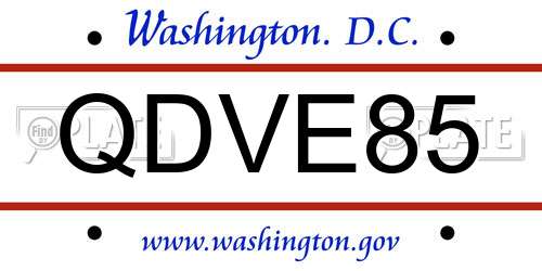 QDVE85 District Of Columbia License Plate
