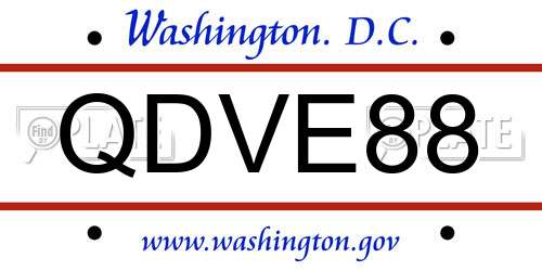 QDVE88 District Of Columbia License Plate
