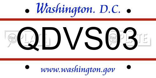 QDVS03 District Of Columbia License Plate