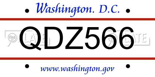 QDZ566 District Of Columbia License Plate