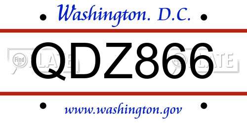 QDZ866 District Of Columbia License Plate