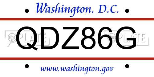 QDZ86G District Of Columbia License Plate