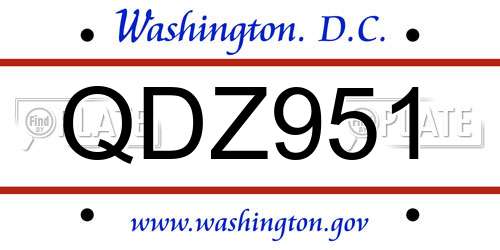 QDZ951 District Of Columbia License Plate