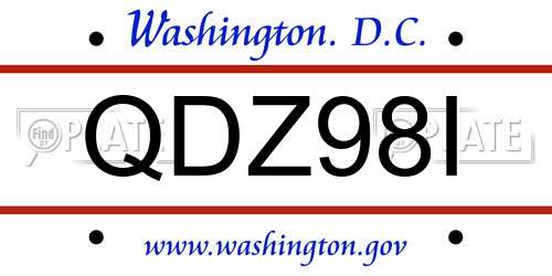 QDZ98I District Of Columbia License Plate