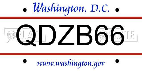QDZB66 District Of Columbia License Plate