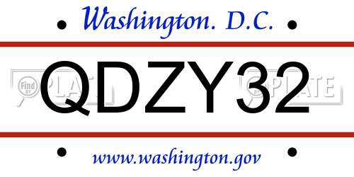 QDZY32 District Of Columbia License Plate