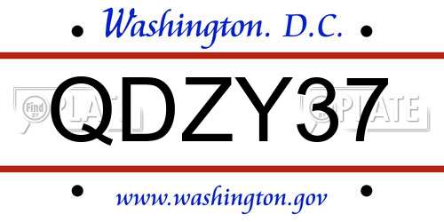 QDZY37 District Of Columbia License Plate