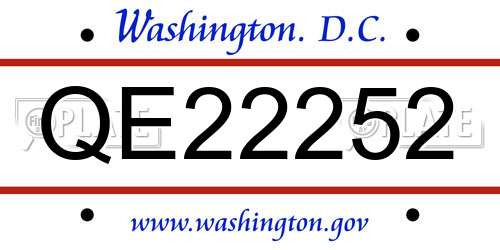 QE22252 District Of Columbia License Plate