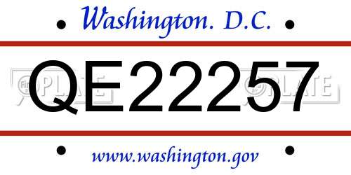 QE22257 District Of Columbia License Plate