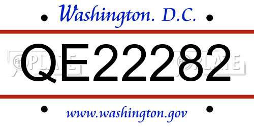 QE22282 District Of Columbia License Plate