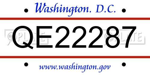 QE22287 District Of Columbia License Plate