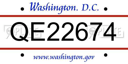 QE22674 District Of Columbia License Plate