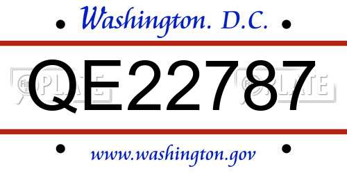QE22787 District Of Columbia License Plate