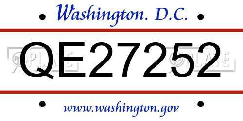 QE27252 District Of Columbia License Plate
