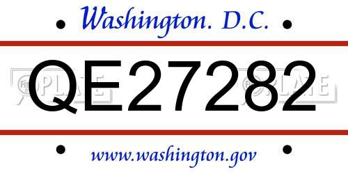 QE27282 District Of Columbia License Plate