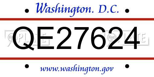 QE27624 District Of Columbia License Plate