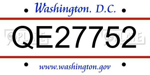 QE27752 District Of Columbia License Plate
