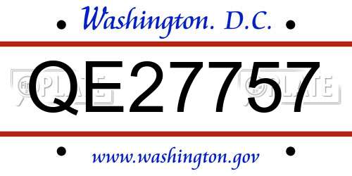 QE27757 District Of Columbia License Plate