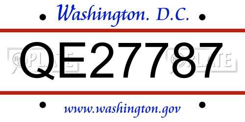 QE27787 District Of Columbia License Plate
