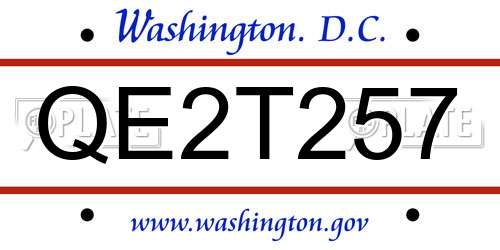 QE2T257 District Of Columbia License Plate