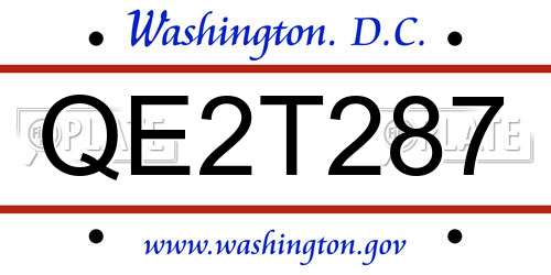 QE2T287 District Of Columbia License Plate