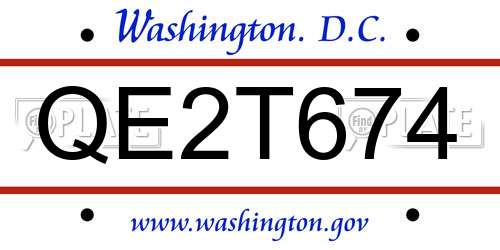 QE2T674 District Of Columbia License Plate