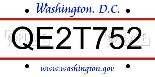 QE2T752 District Of Columbia License Plate