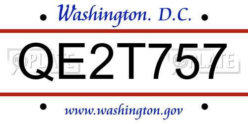 QE2T757 District Of Columbia License Plate