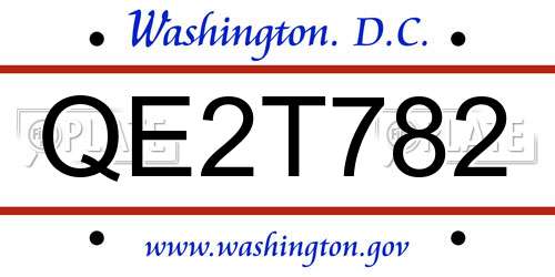 QE2T782 District Of Columbia License Plate