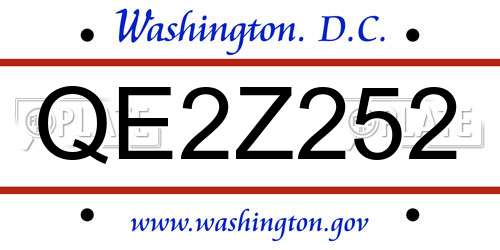QE2Z252 District Of Columbia License Plate