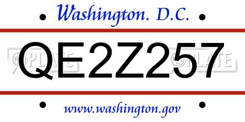 QE2Z257 District Of Columbia License Plate