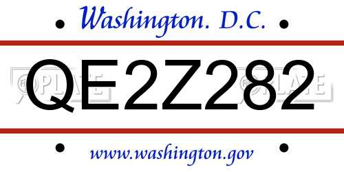 QE2Z282 District Of Columbia License Plate