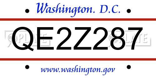 QE2Z287 District Of Columbia License Plate
