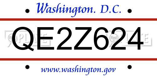 QE2Z624 District Of Columbia License Plate