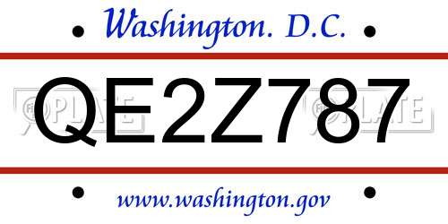 QE2Z787 District Of Columbia License Plate