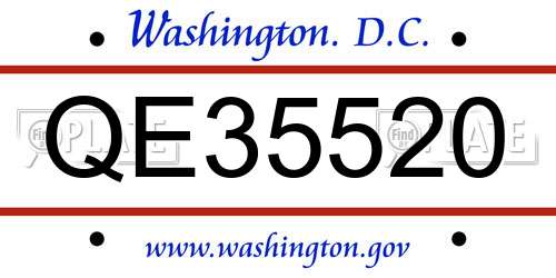 QE35520 District Of Columbia License Plate