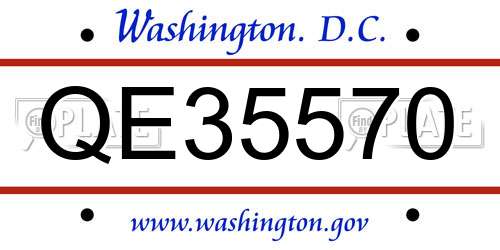 QE35570 District Of Columbia License Plate