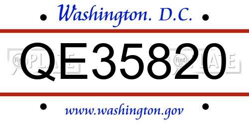 QE35820 District Of Columbia License Plate