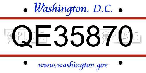 QE35870 District Of Columbia License Plate