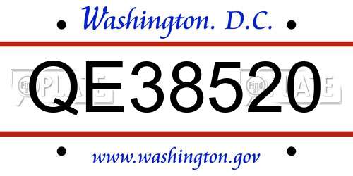 QE38520 District Of Columbia License Plate