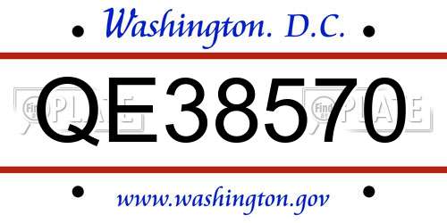 QE38570 District Of Columbia License Plate