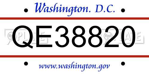 QE38820 District Of Columbia License Plate