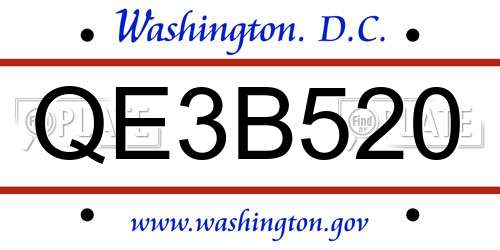 QE3B520 District Of Columbia License Plate