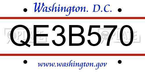 QE3B570 District Of Columbia License Plate